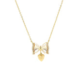 Gold Plated Butterfly Hanging Heart Pendant With Chain